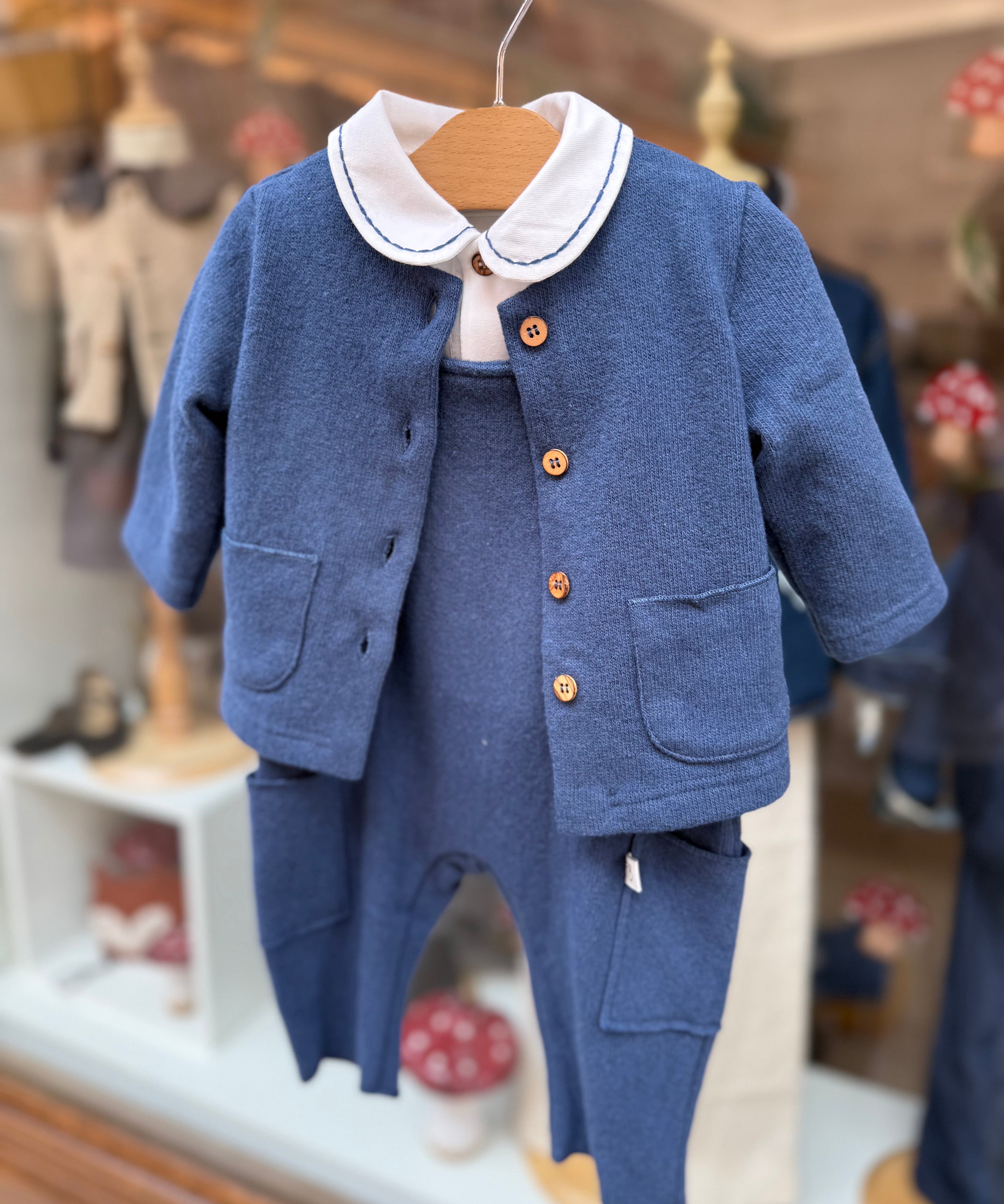 Completo blu avio giacchina e salopette 138315 138304 Time to Bloom