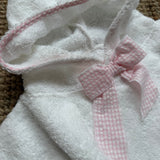 Accappatoio poncho spugna dettaglio vichy rosa e bianco Baby Gi