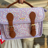 Borsa cartella media con tracolla lilla con fiorellini Naj-Oleari
