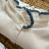 Polo LAB bianco con collo tulipano profilato in velluto