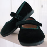 Scarpe ballerine in velluto verde con strap 11351