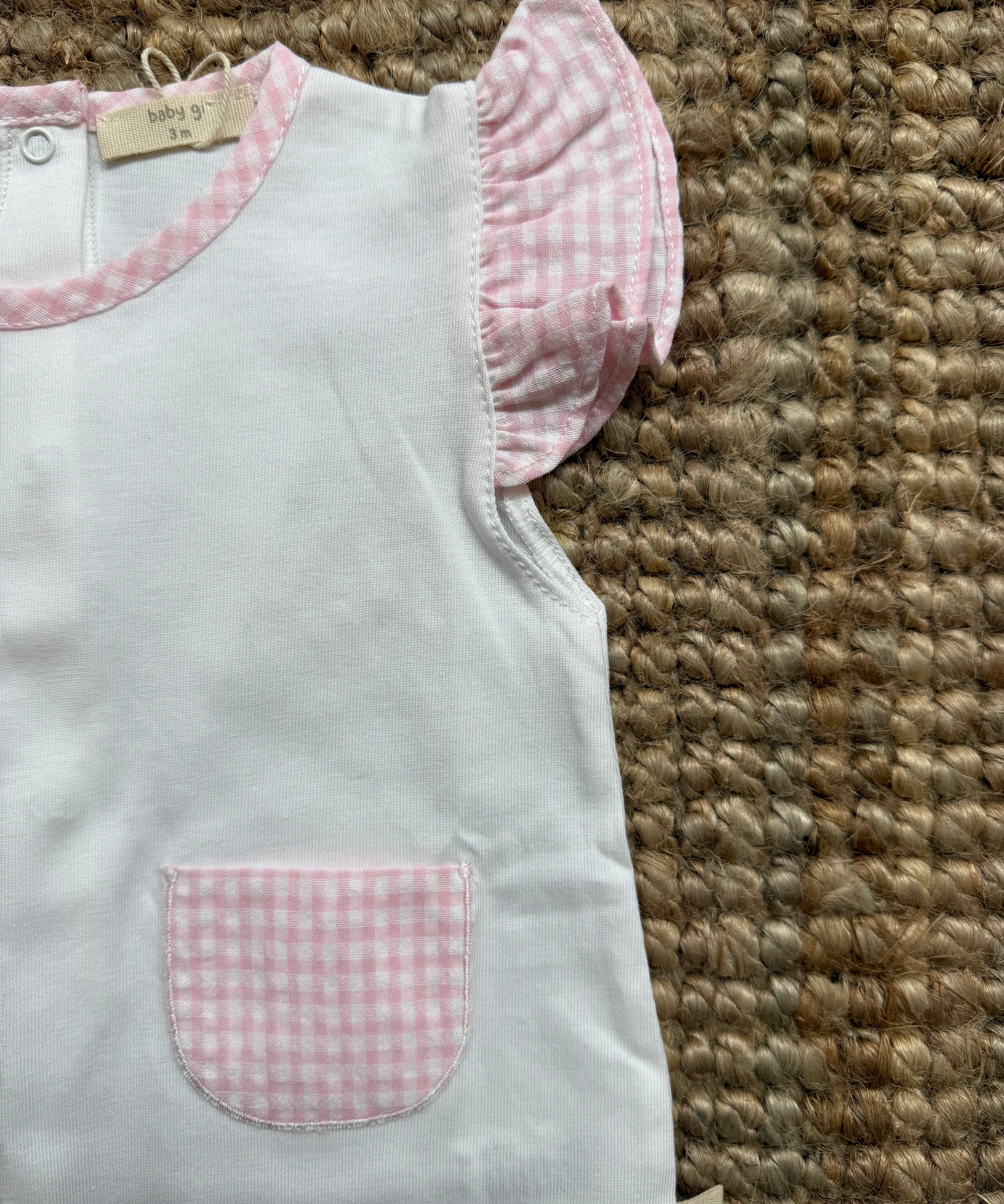 Pagliaccetto dettagli vichy bianco e rosa HS45G Baby Gi