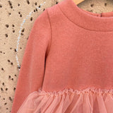 Abito Magil rosa babol con gonna tulle a balze IN20072