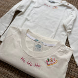 T-shirt LAB donna latte ricamo natalizio HOHOHO e slitta