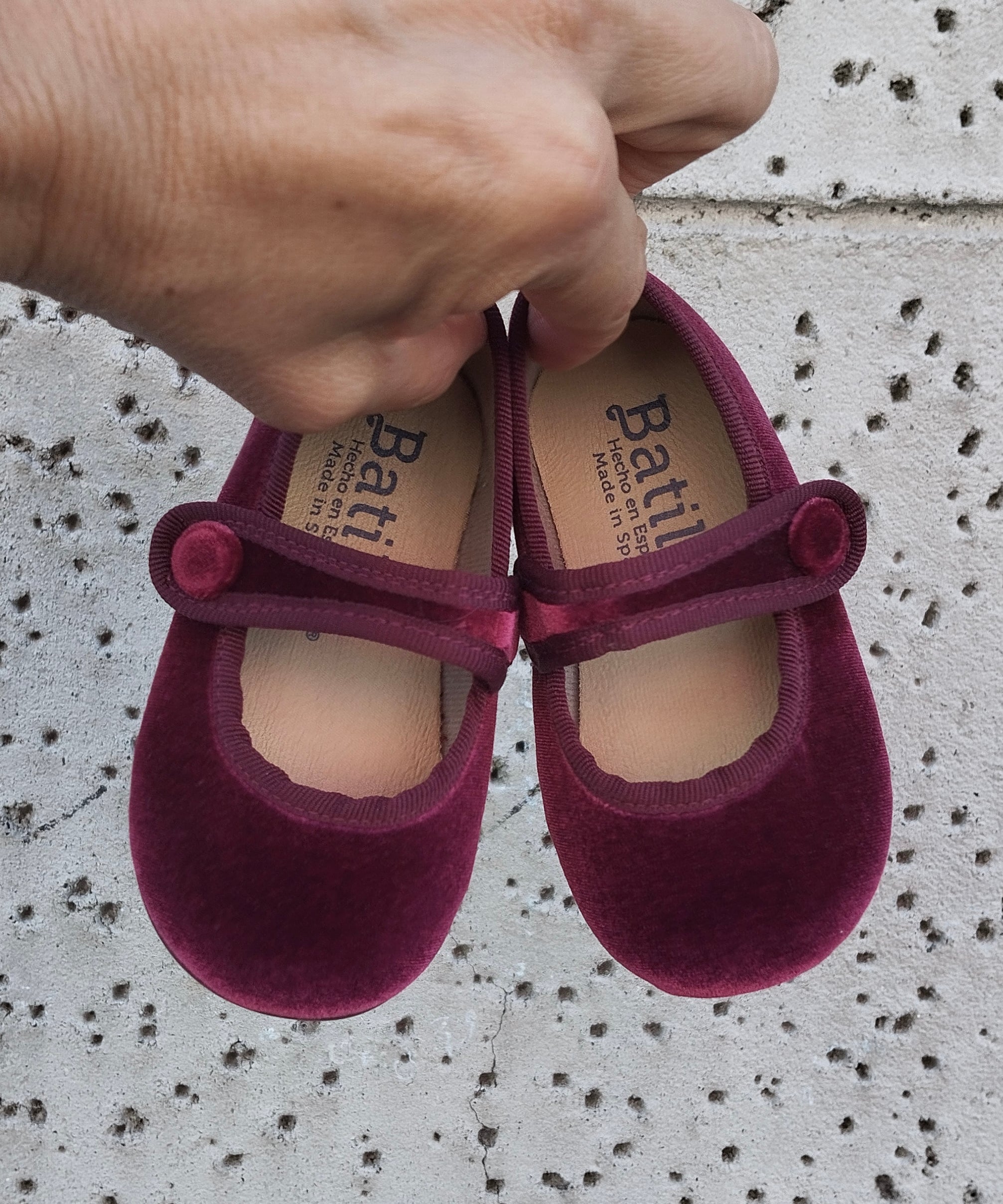 Ballerine in velluto bordeaux con bottone Batilas 17351