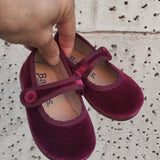 Ballerine in velluto bordeaux con bottone Batilas 17351