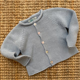 Cardigan azzurro bordi rullino Mi Lucero x LA NUVOLA LAB I23000