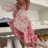 Costume S07 LAB slip in cotone vichy rosa e bianco con fiocchi nodo fiorellini rosa