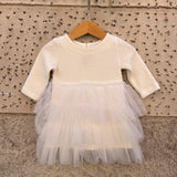 Abito Magil latte con gonna tulle a balze IN30080 • IN20072