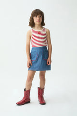 Gonna denim leggero con serpentina rossa Compania Fantastica