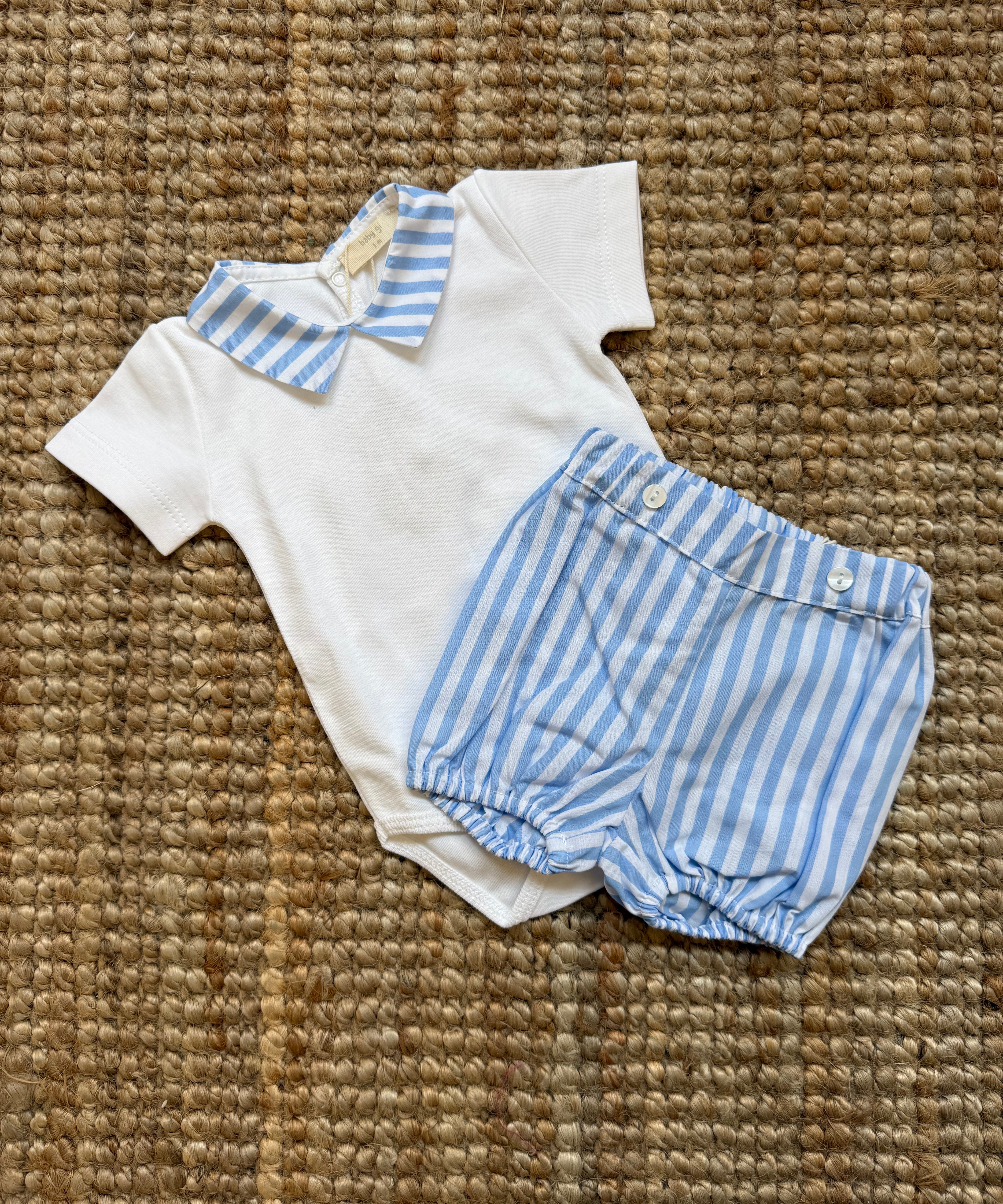 Completo body + bloomers righe bianco e blu CS17B CS44B Baby Gi