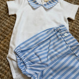 Completo body + bloomers righe bianco e blu CS17B CS44B Baby Gi