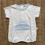 Pagliaccetto dettagli vichy bianco e azzurro HS45B Baby Gi