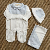 Copertina quadrata riga bianco e azzurro OTC11B Baby Gi