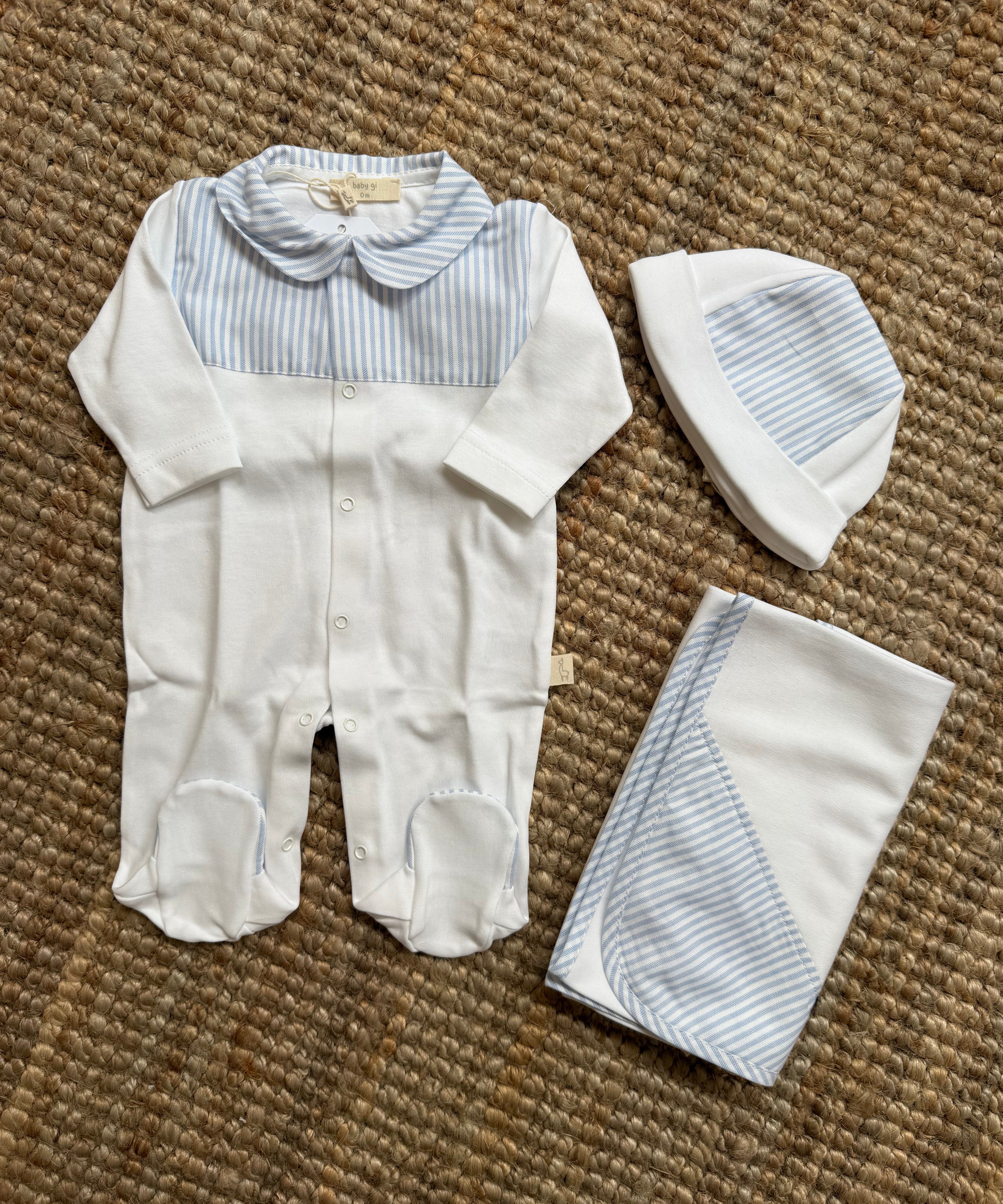 Copertina quadrata riga bianco e azzurro OTC11B Baby Gi