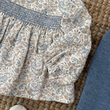 Completo newborn spezzato blusa velluto millerighe fiorellini e ghettine DK215 DK216 DrKid