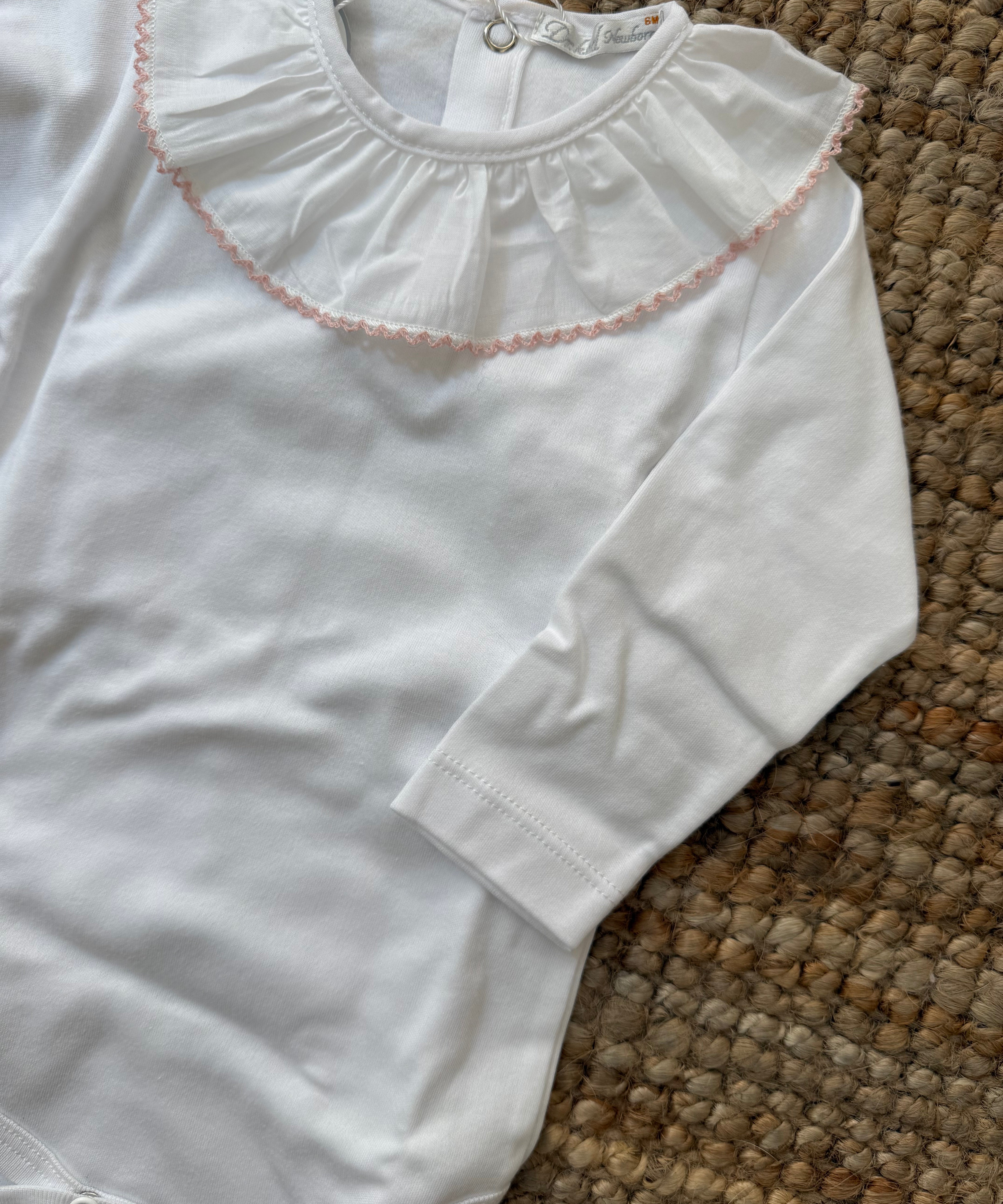 Body newborn colletto frill profilo rosa DK212 DrKid
