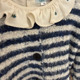 Polo LAB burro con colletto frill ricamato fiorellini