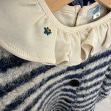 Polo LAB burro con colletto frill ricamato fiorellini