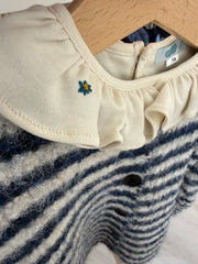 Polo LAB burro con colletto frill ricamato fiorellini