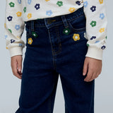 Jeans palazzo dettaglio fiori 47404 Compania Fantastica