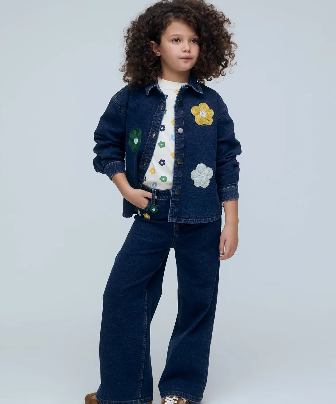 Jeans palazzo dettaglio fiori 47404 Compania Fantastica