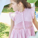 Abito ricamo smock percalle rosa Lolyne Kidiwi 36161