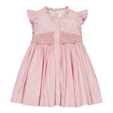 Abito ricamo smock percalle rosa Lolyne Kidiwi 36161