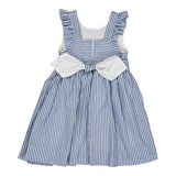 Abito ricamo smock righina blu Bégonia Kidiwi 36241