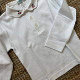 Polo LAB con colletto cappe piquet ciliegie ricamate a mano