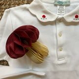 Polo LAB con colletto cappe piquet funghetti ricamati a mano