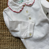 Polo LAB in piquet con colletto smerlato profilo rosso