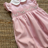 Pagliaccetto ricamo smock in popeline rosa Julyne Kidiwi 36092
