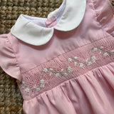 Pagliaccetto ricamo smock in popeline rosa Julyne Kidiwi 36092