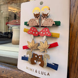 Pack 8 mollette mini clips bosco bambi scoiattolo Mimi & Lula
