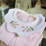 Tutina rosa con collo petalo piquet ricamato a mano PQ50M Baby Gi