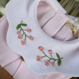 Tutina rosa con collo petalo piquet ricamato a mano PQ50M Baby Gi