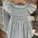 Abito fiorellini con ricamo smock rosa Tartaleta B8031