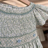 Abito fiorellini con ricamo smock rosa Tartaleta B8031