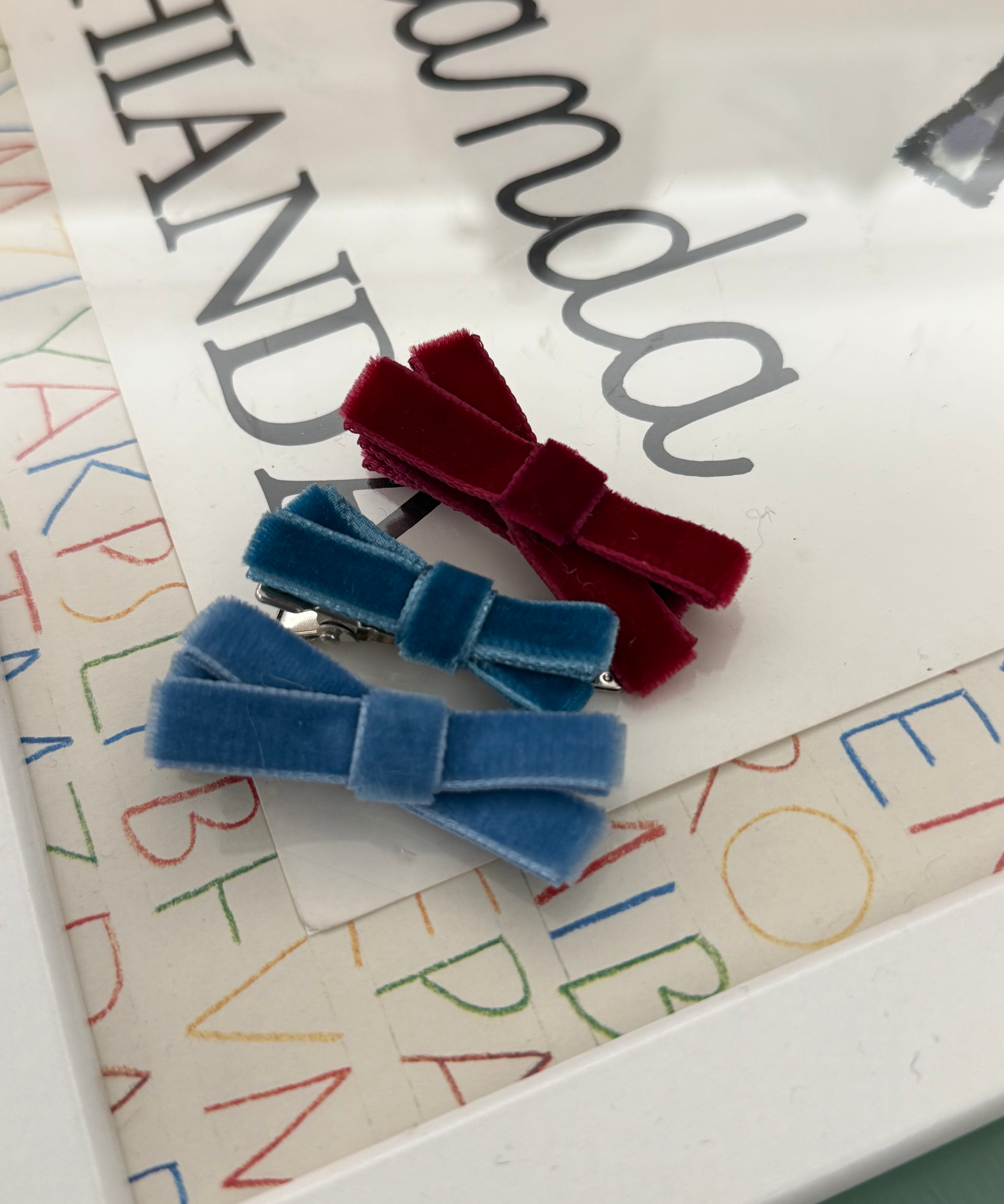 Molletta pinza mini LAB fiocco in velluto incrociato
