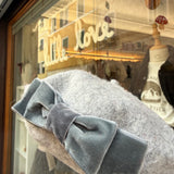 Cappello basco LAB grigio con fiocco doppio in velluto