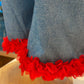 Completo Alicia LAB camicina ciliegie frill e jeans leggero palazzo con passamaneria fiori