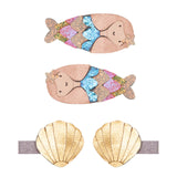 Pack mollettine MERMAID CLIC CLACS - 4 pezzi sirene e conchiglie