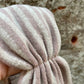 Fascia per capelli in caldo cotone a righe rosa e sabbia