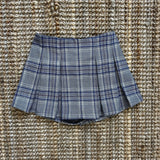 Grey Blue Tartan Trousers Skirt I2418B