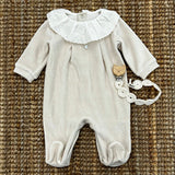 Sand chenille newborn romper with frill neck 06204