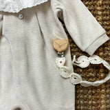 Sand chenille newborn romper with frill neck 06204