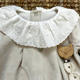 Sand chenille newborn romper with frill neck 06204