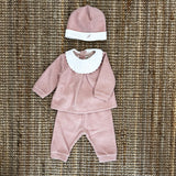 Newborn broken set in warm antique pink cannetè cotton 04283