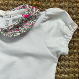 Completo spezzato newborn body con colletto fantasia e bloomers punto smock fiorellini rosa 789102 752102